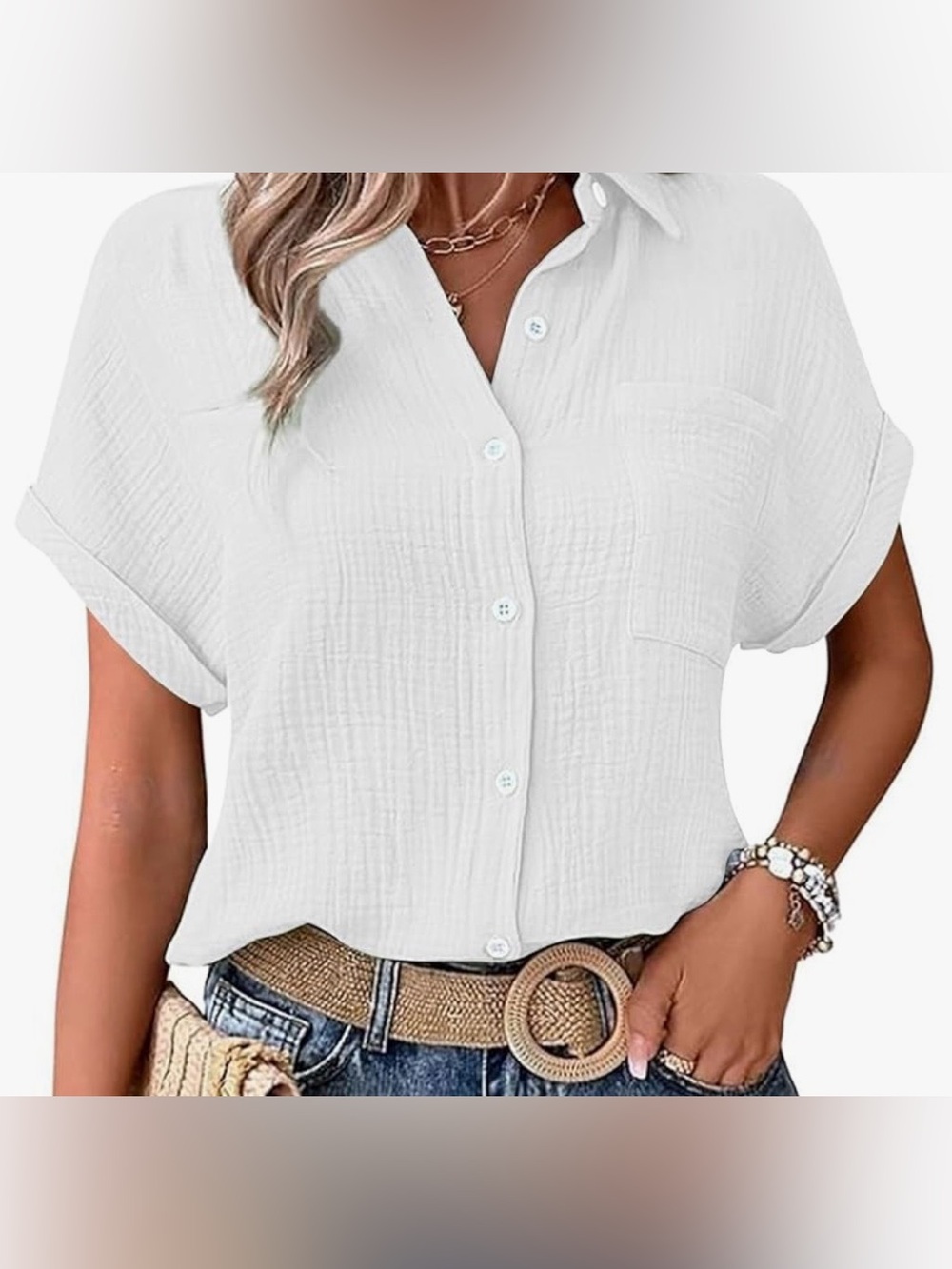 4 Gauze Style Button Up Tops. 2 Jessica Simpson, Assorted Colors - Picture 4 of 13